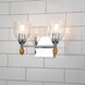Fun Finial 2 Light 15 inch Polished Chrome Vanity Light Wall Light in Polished Chrome with Gold